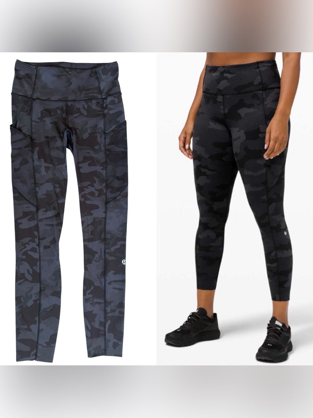 Lululemon Fast and Free Tight 25" Non Reflective Nulux Heritage Grey Camo Size 4